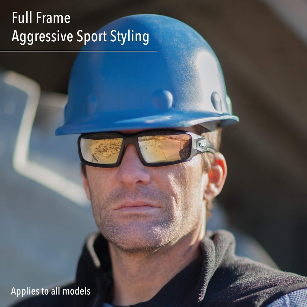 Uvex Hypershock Safety Glasses, Black Frame with SCT-Blue Lens & HydroShield Anti-Fog Coating (S2951HS)