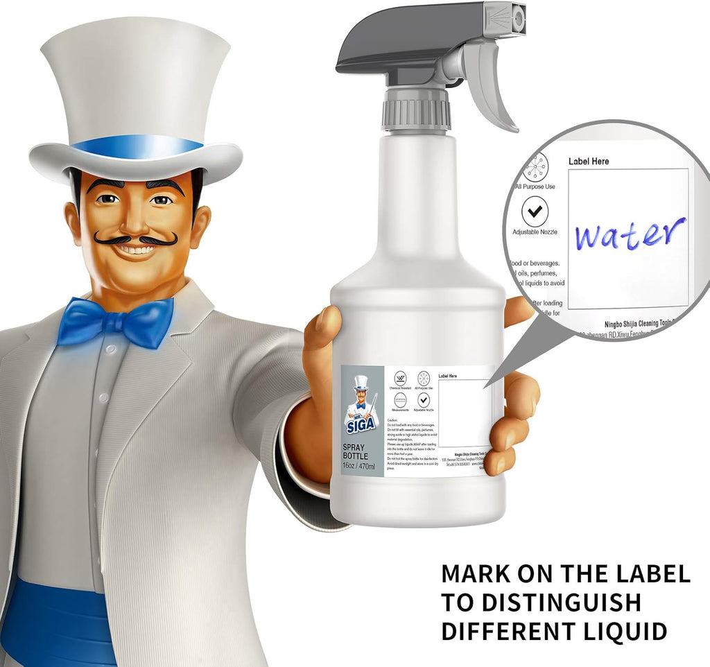 16 oz Empty Plastic Spray Bottles for Cleaning Solutions, Heavy Duty Household Reusable Spray Bottles with