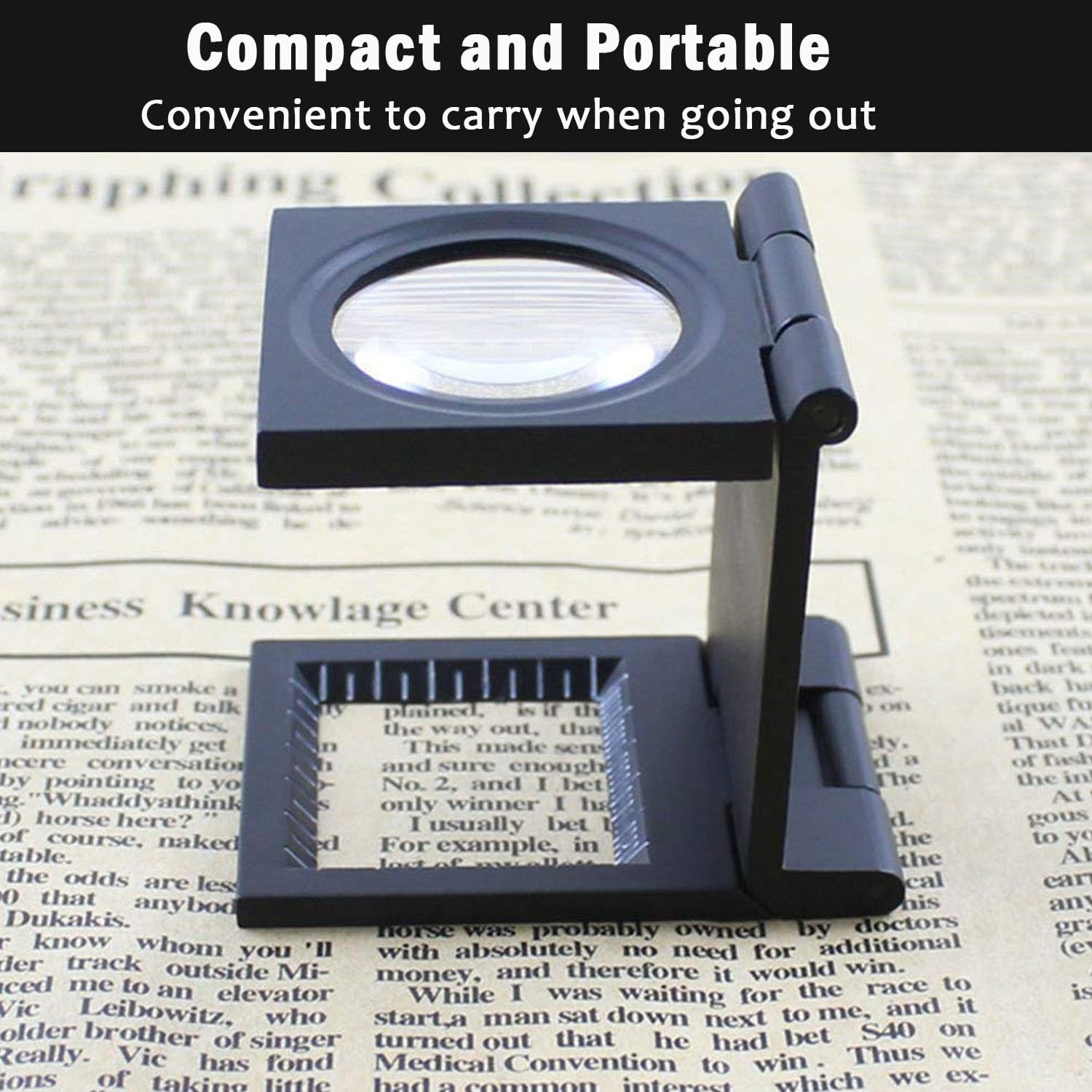 10X 28MM Pocket Magnifier Small Folding Jewelers Loupe | Three-folding Magnifying Glass with storage bag, mini