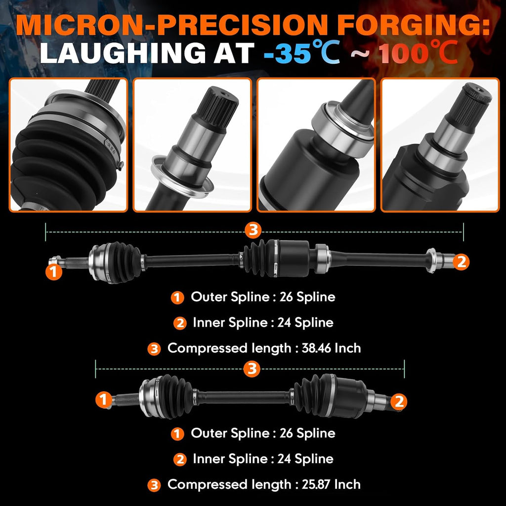 CV Axle Front Left & Right Pair Set for Toyota RAV4 2.4L/2.5L FWD 2006-2012 - OEM Replaces 43420-0R010, 43410-0R010, 66-5297, 66-5298 - Complete Front Drive Shaft Assembly Kit