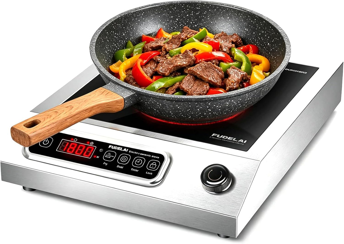 1800W Electric Hot Plate, Stainless Steel Portable Burner