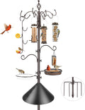 Bird Feeding Station Kit with Squirrel Baffle Bird Feeder Pole with Suet Cage Mesh Tray Fruit Hook Double W Hook for