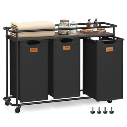 Laundry Sorter with Wheels, Portable Rolling Cart, 39.6 Gal.(150 L)