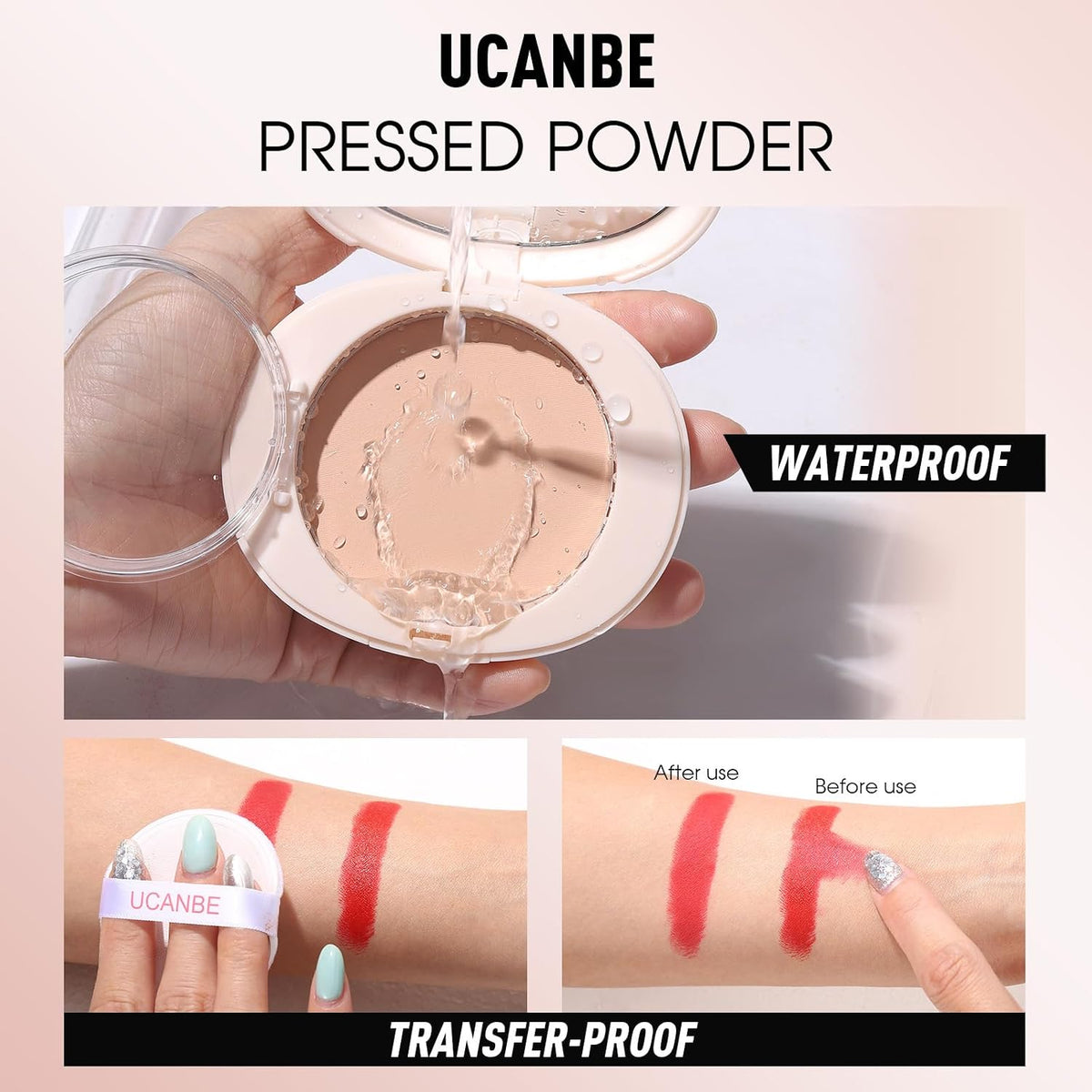 2-in-1 Pressed Face Powder & Foundation Makeup, Matte Oil Control Flawless Setting Powder, Korean Makeup,Waterproof