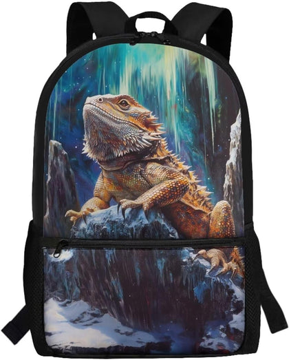 Bearded Dragon Backpack Kids School Bag Pack 17 Inch Large Backpack for School Girls Animals Print Bookbag