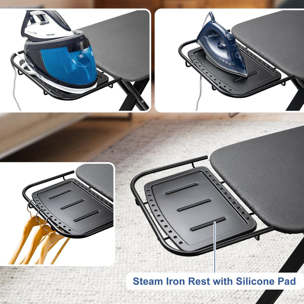 18"x46" Ironing Board with Heat Resistant Cover and Thicken Felt Pad | Deluxe Iron Board with Steam Iron