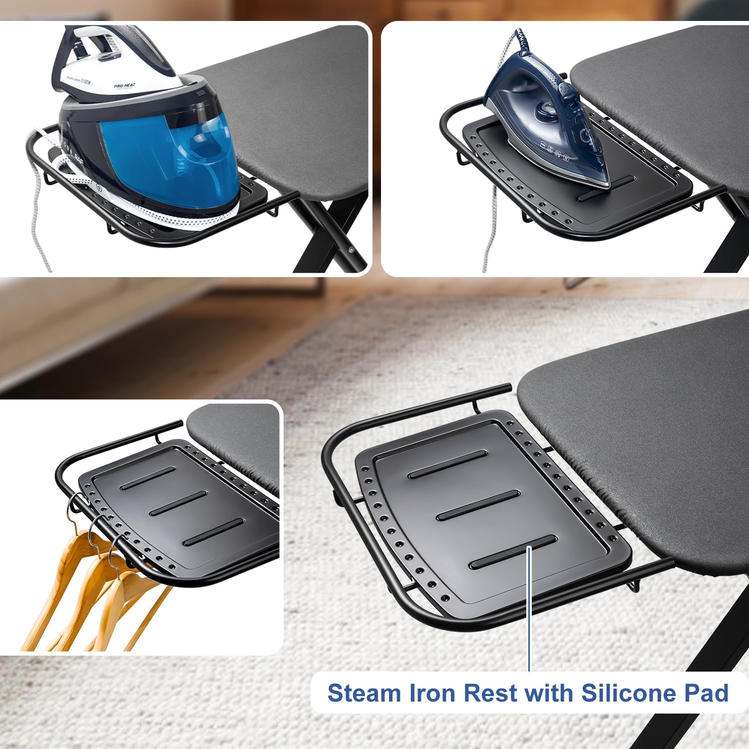 18"x46" Ironing Board with Heat Resistant Cover and Thicken Felt Pad | Deluxe Iron Board with Steam Iron
