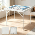 35" Mahjong Table 4Player Folding Card Table w/Cup Holders & Trays
