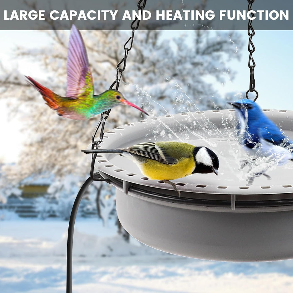 Hanging Heated Bird Bath for Outdoors for Winter, Large Capacity Heated Birdbath Deicer,75W Thermostatically