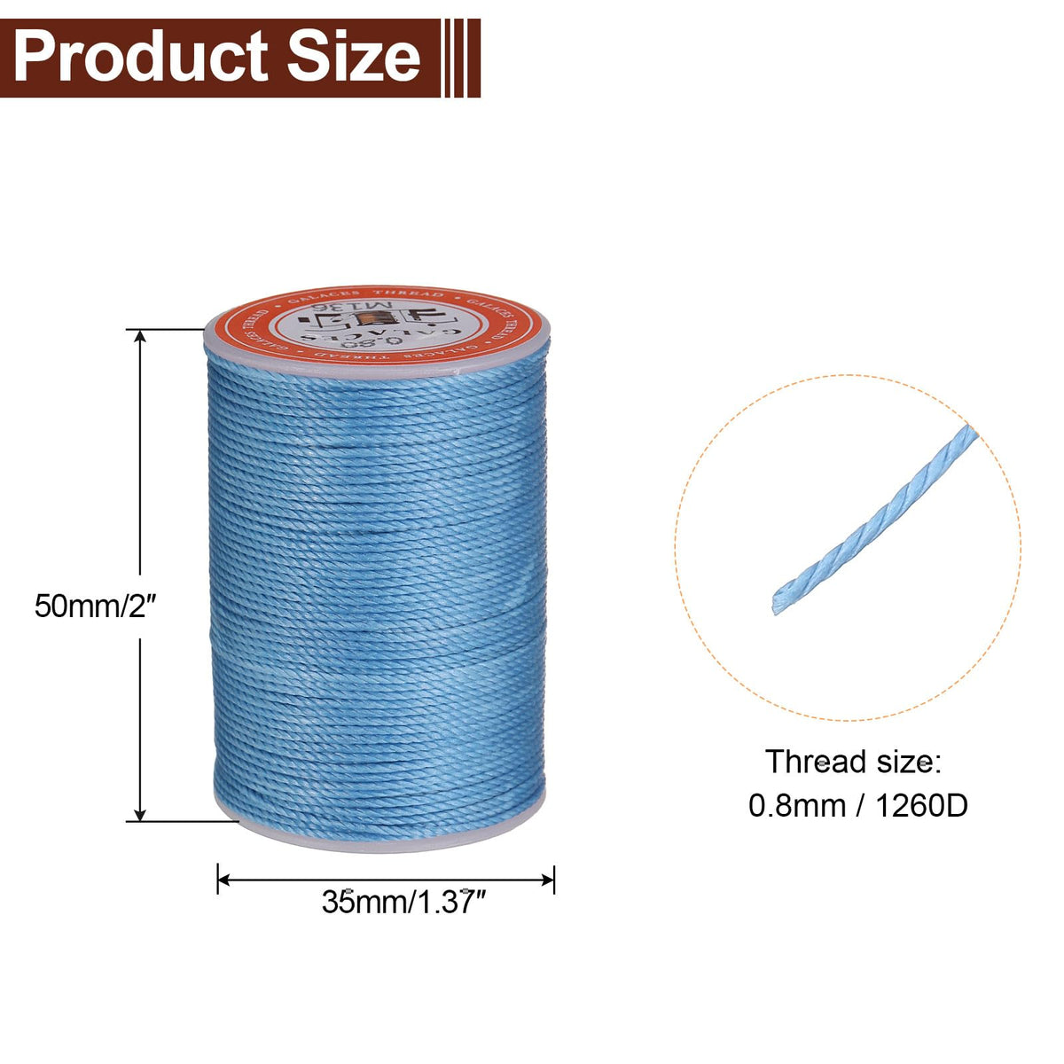 Round Leather Sewing Waxed Thread Polyester Wax String, Peacock Blue