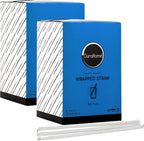 White Plastic Straws Individually Wrapped 1000 Pack - 8 inch Drinking Straw, BPA Free - Restaurant Style Disposable