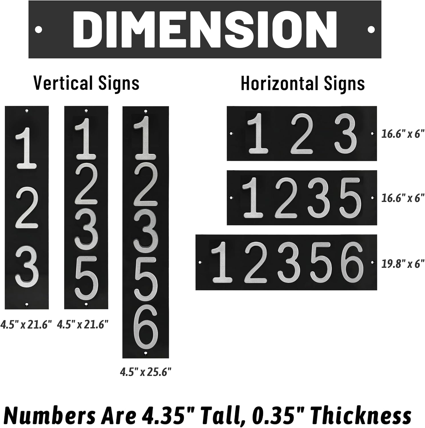 Personalized Floating House Numbers Address Street Sign Plaque in Vertical/Horizontal, Aluminum Modern Front Door