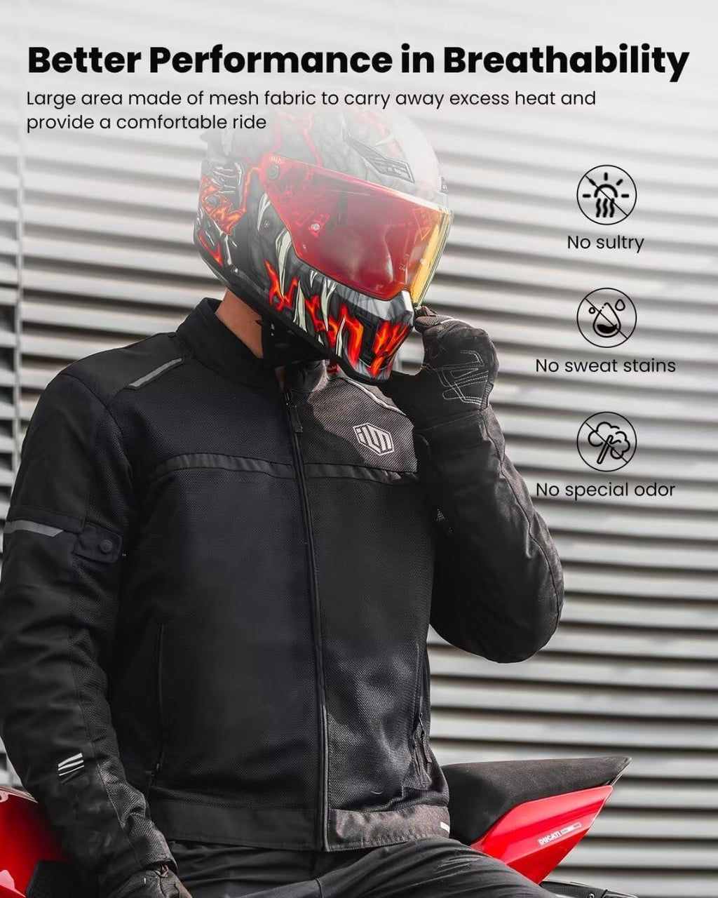 Motorcycle Riding Jacket with Mesh CE Armor and Detachable Thermal Liner Dual Sport All Season for Men Model JAM1