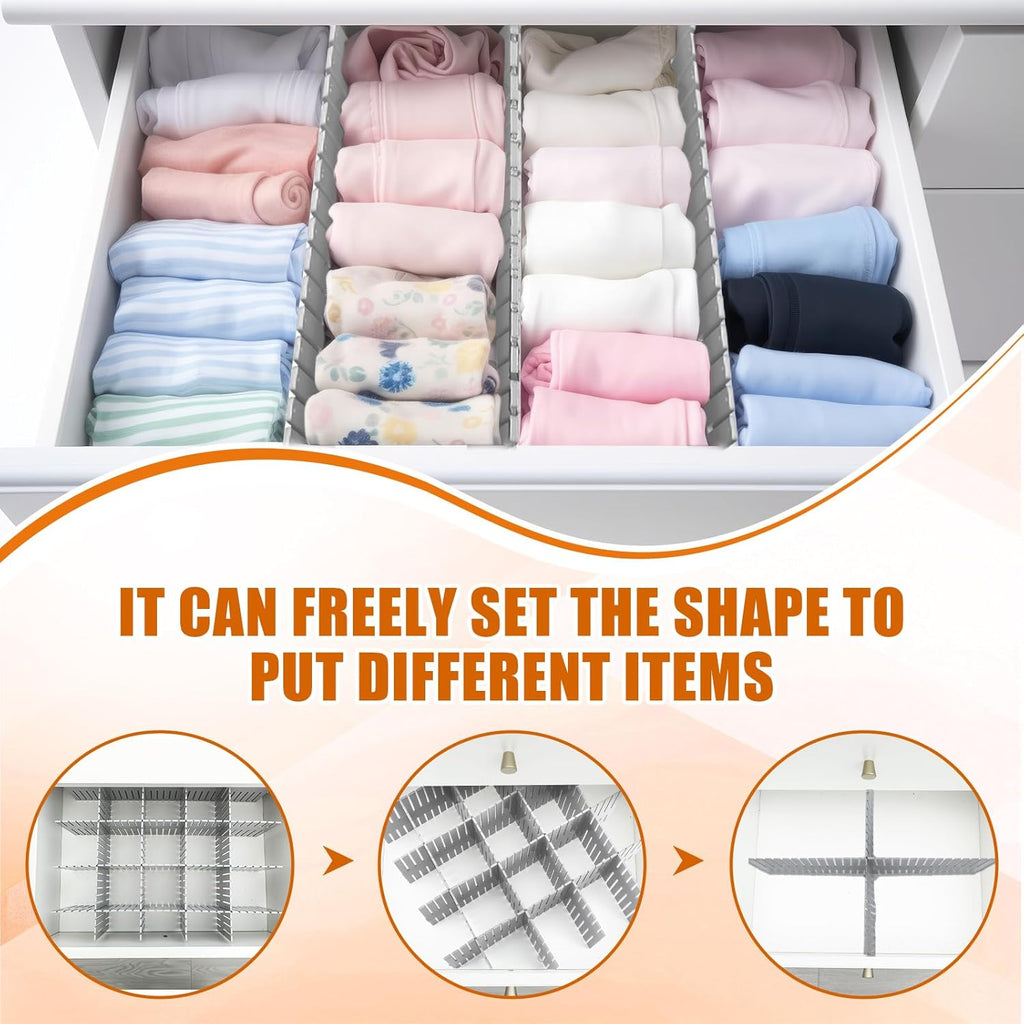 15 Pcs 5.12 Tall Drawer Divider Adjustable Drawer Organizer DIY Ultra Deep Storage Organizer Separator with Fixed