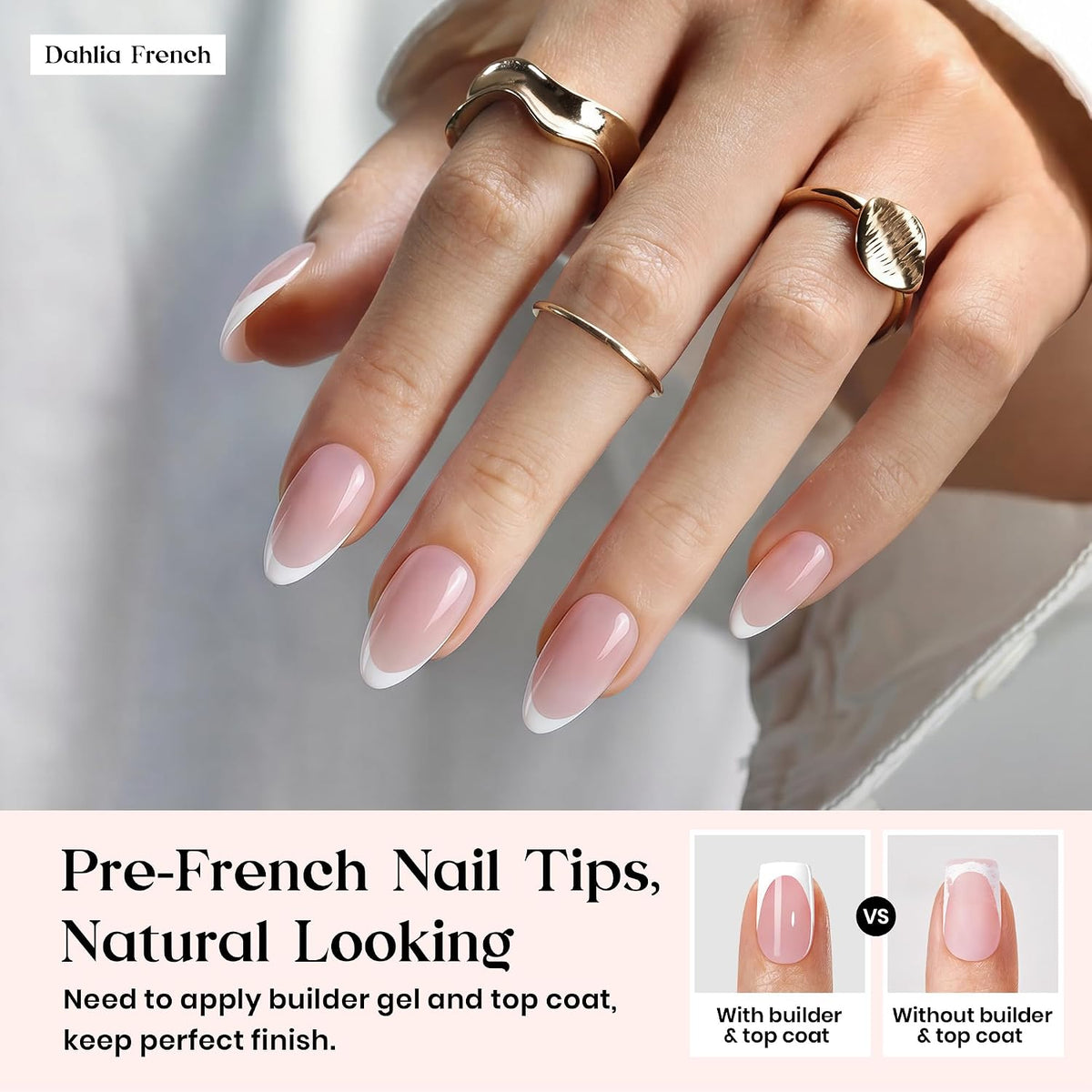 Beetles French Tip Press On Nails - 224 Pcs Short Almond Nails