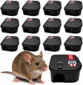 Mice Bait Station Boxes (12 Pack, with 1 Key) | Heavy Duty Mouse Trap Holder Great for Catching Rats and Mice Pest