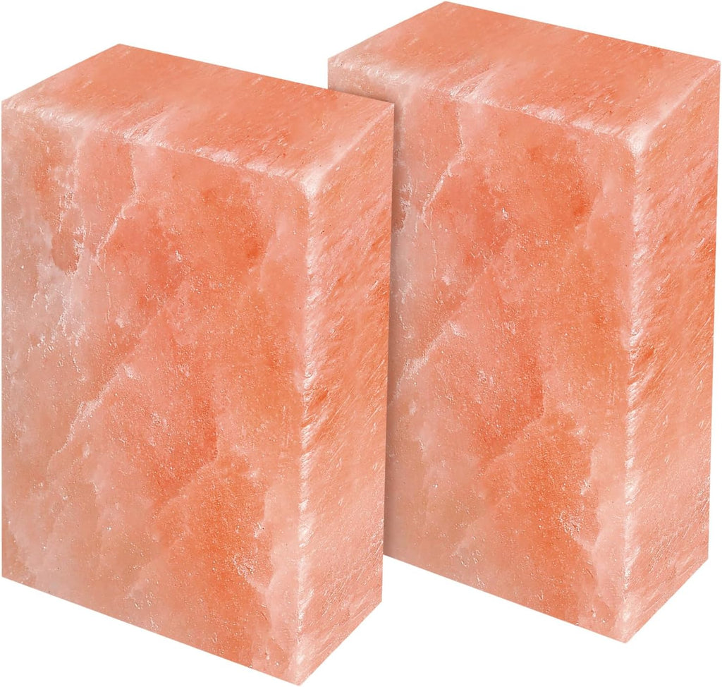 Himalayan Salt Block – 8x4x2 2-Pack – 100% Natural Mineral Salt Lick for Horses, Cows, Goats & Sheep – Animal Feed