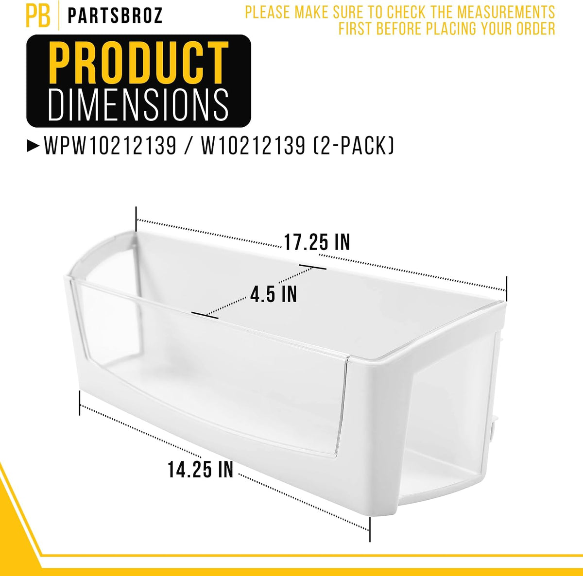 Refrigerator Door Shelf Bin for Whirlpool WRF555SDFZ09 (2-Pack)