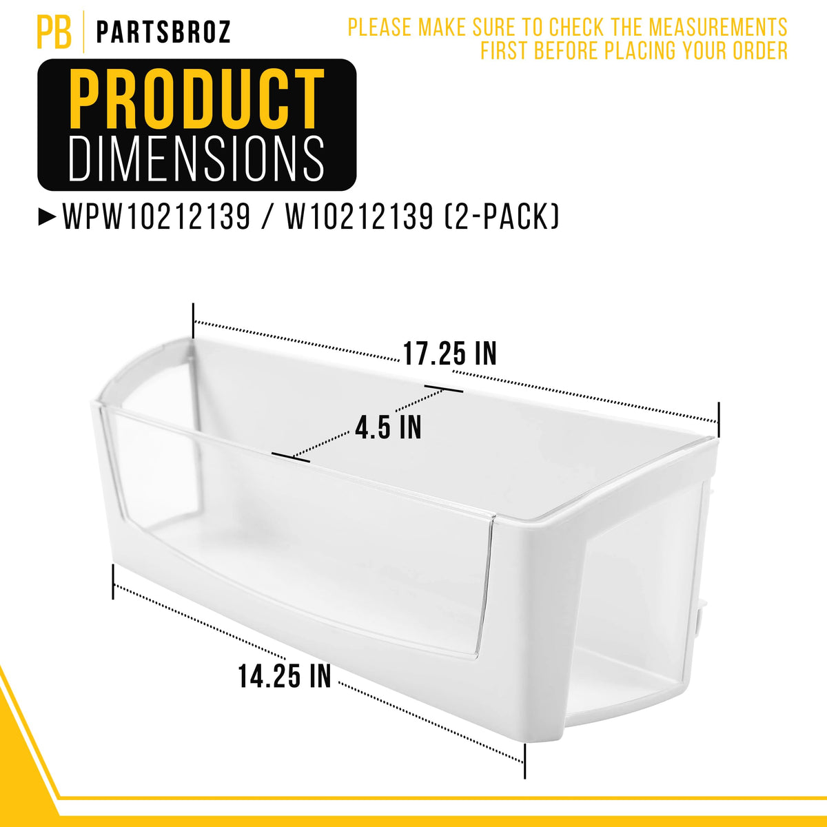 Refrigerator Door Shelf Bin for Whirlpool GI6FDRXXQ05 (2-Pack)