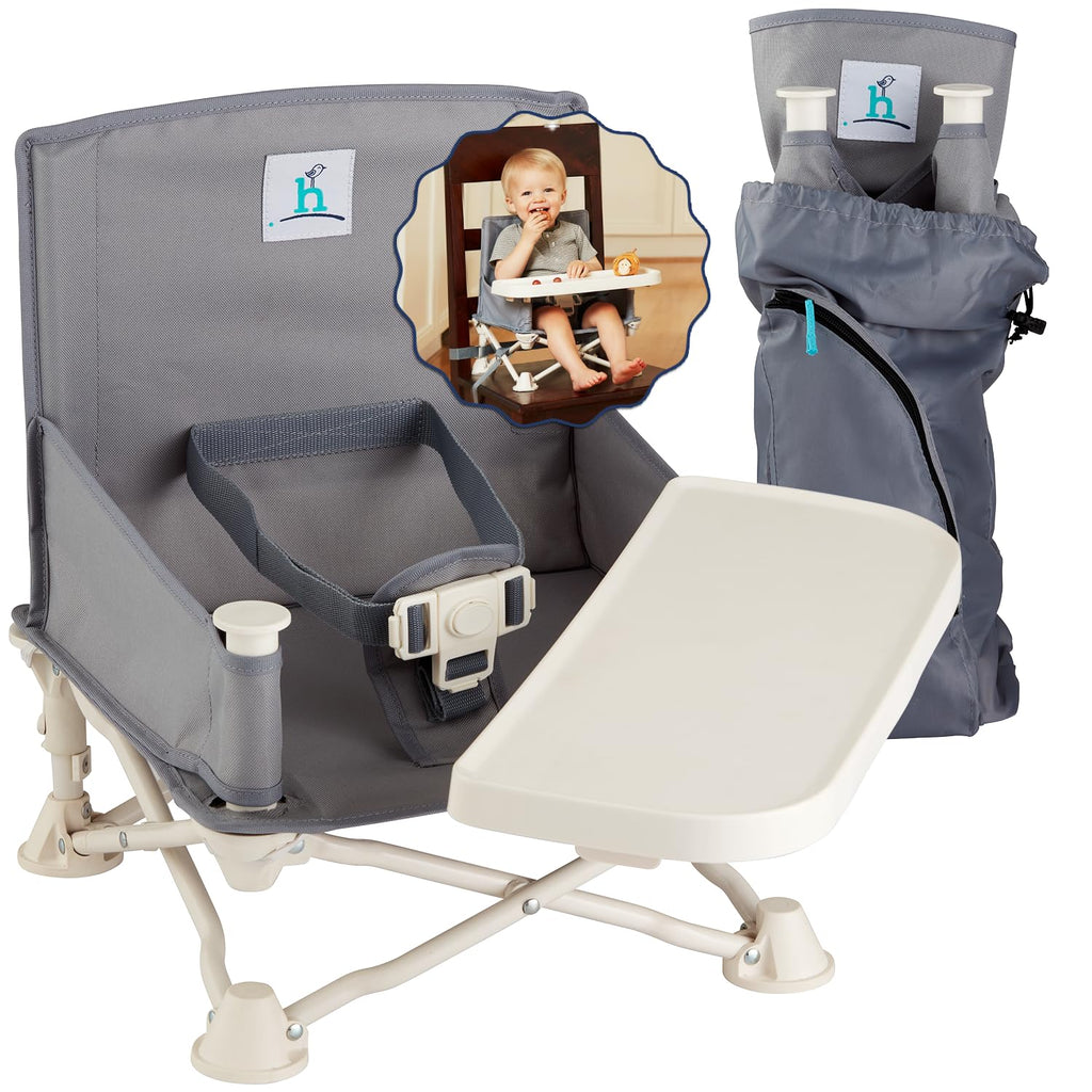 OmniBoost Travel Booster Seat with Tray for Baby, Dining Table, Camping, Beach, Grandma’s | Folding Portable Tip-Free