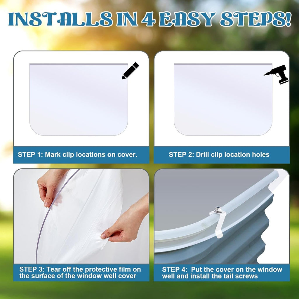 54" x 38" Basement Window Well Covers Clear Polycarbonate Egress Window Well Cover Outside UV Resistant Cover
