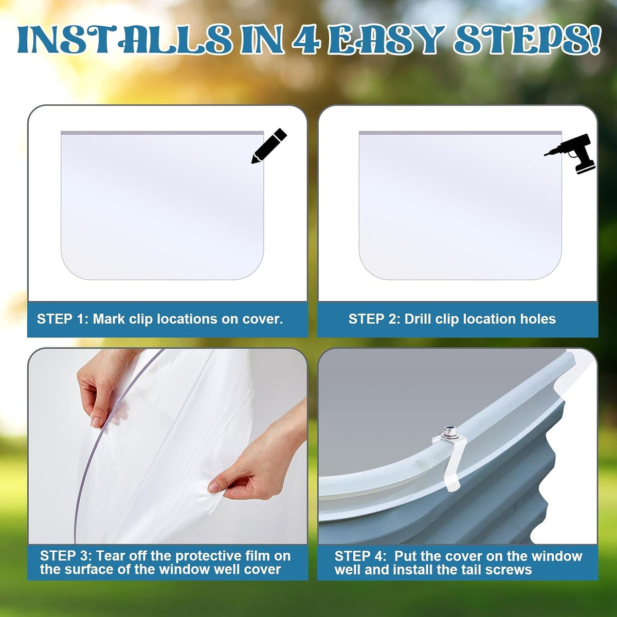 54" x 38" Basement Window Well Covers Clear Polycarbonate Egress Window Well Cover Outside UV Resistant Cover