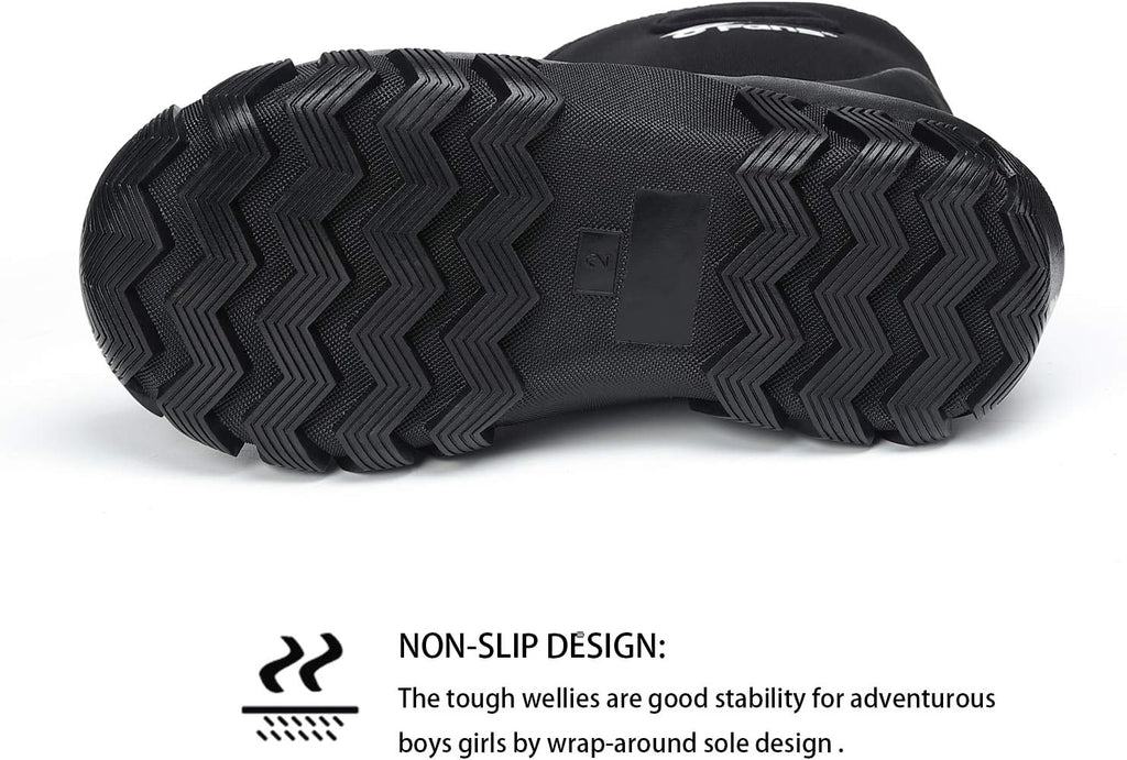 Kids Rubber Boots 100% Waterproof Fishing Hunting Neoprene Winter Snow Rain Boots with Warm Liners for Boys and Girls