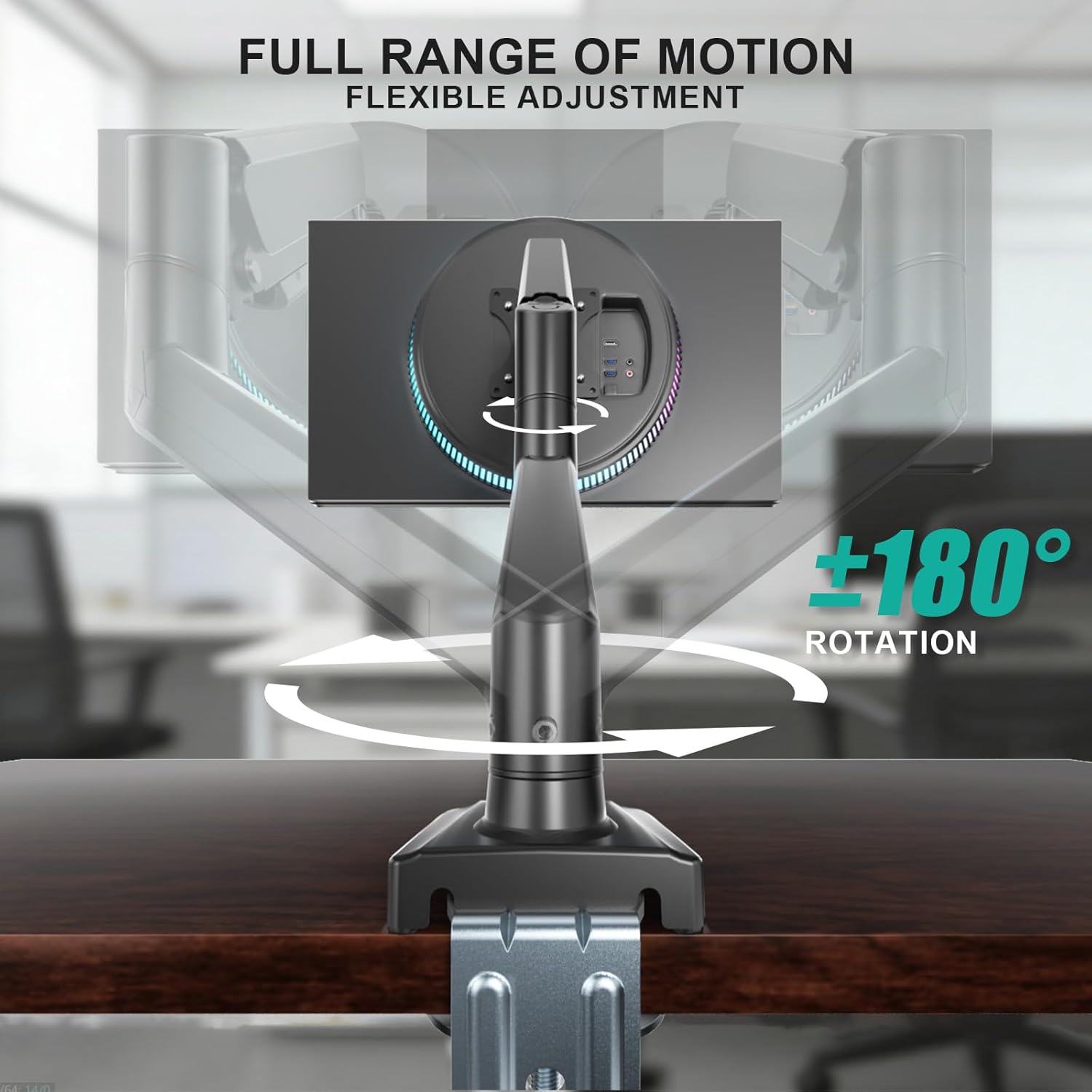 Single Monitor Mount for 13-34 inch Screens, Adjustable Single Monitors Arm, Regular Screen up to 32 inch, 26.4lbs