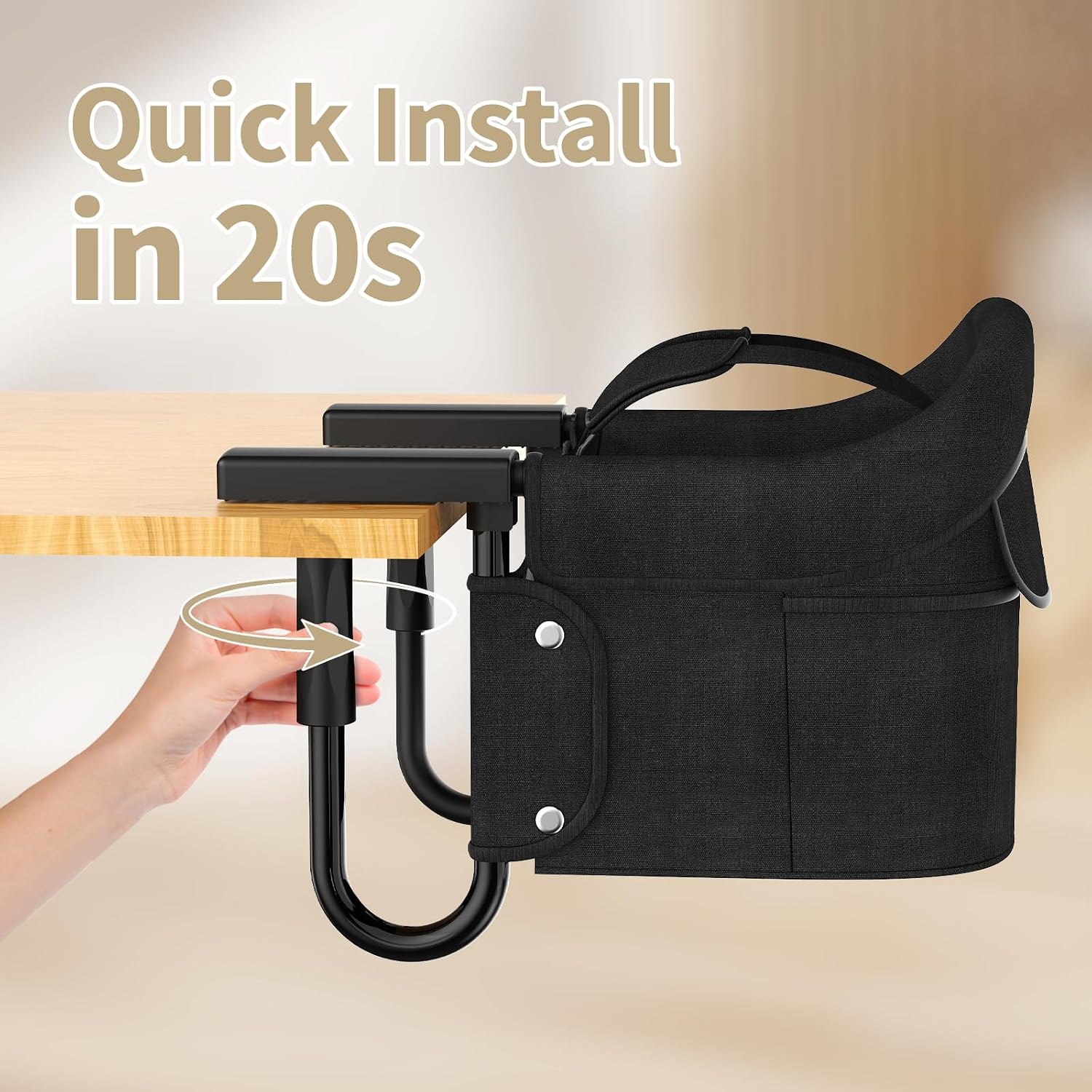 Portable Hook On High Chair for Babies & Toddlers from 6-36 Months,Clip On Baby Seat for Table,Fits Tables 0.8" to