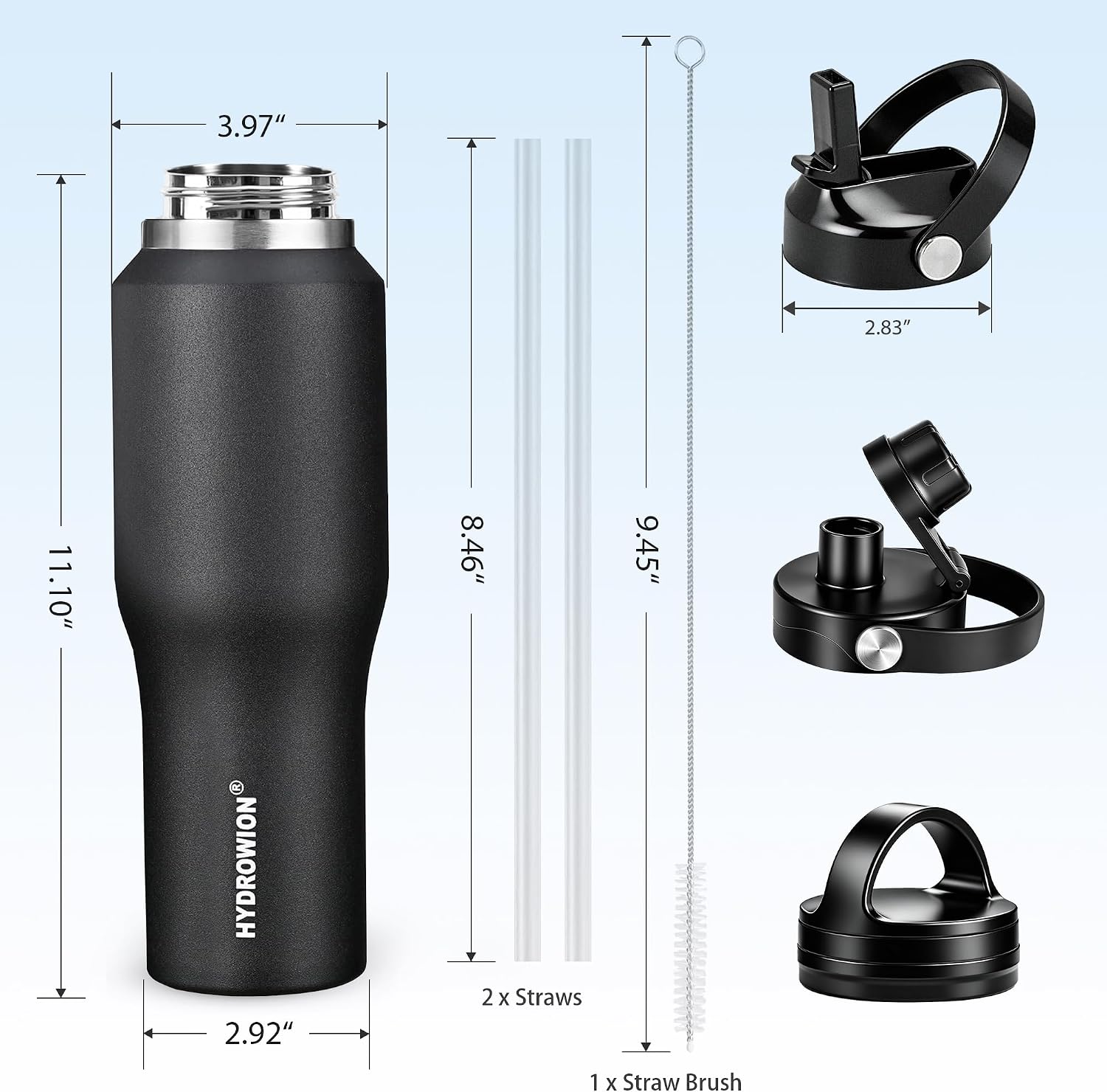 40 oz Insulated Water Bottle with Straw fit in Car Cup Holder(Cold 48 hrs, Hot 24 hrs) Drinking Bottle with Straw