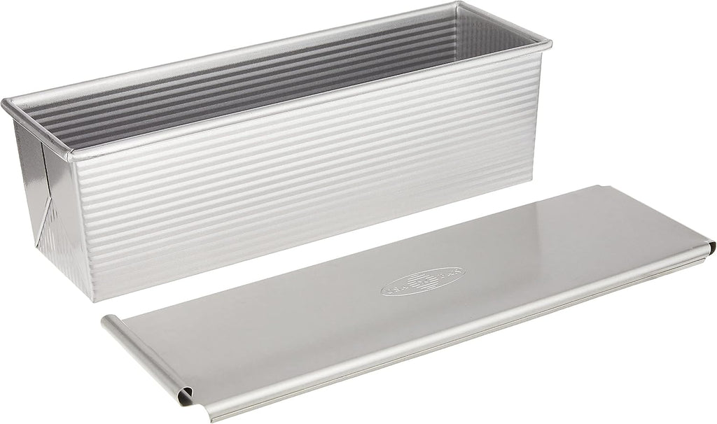 Bakeware Pullman Loaf Pan with Cover, 13 x 4 inch, Nonstick & Quick Release Coating, Made in the USA from Aluminized