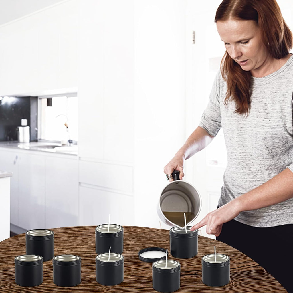 Black Candle Jars 10 oz Matte Tins 24 PCS Metal Candle Containers with Lids Bulk Candle Containers for Balms, Salve