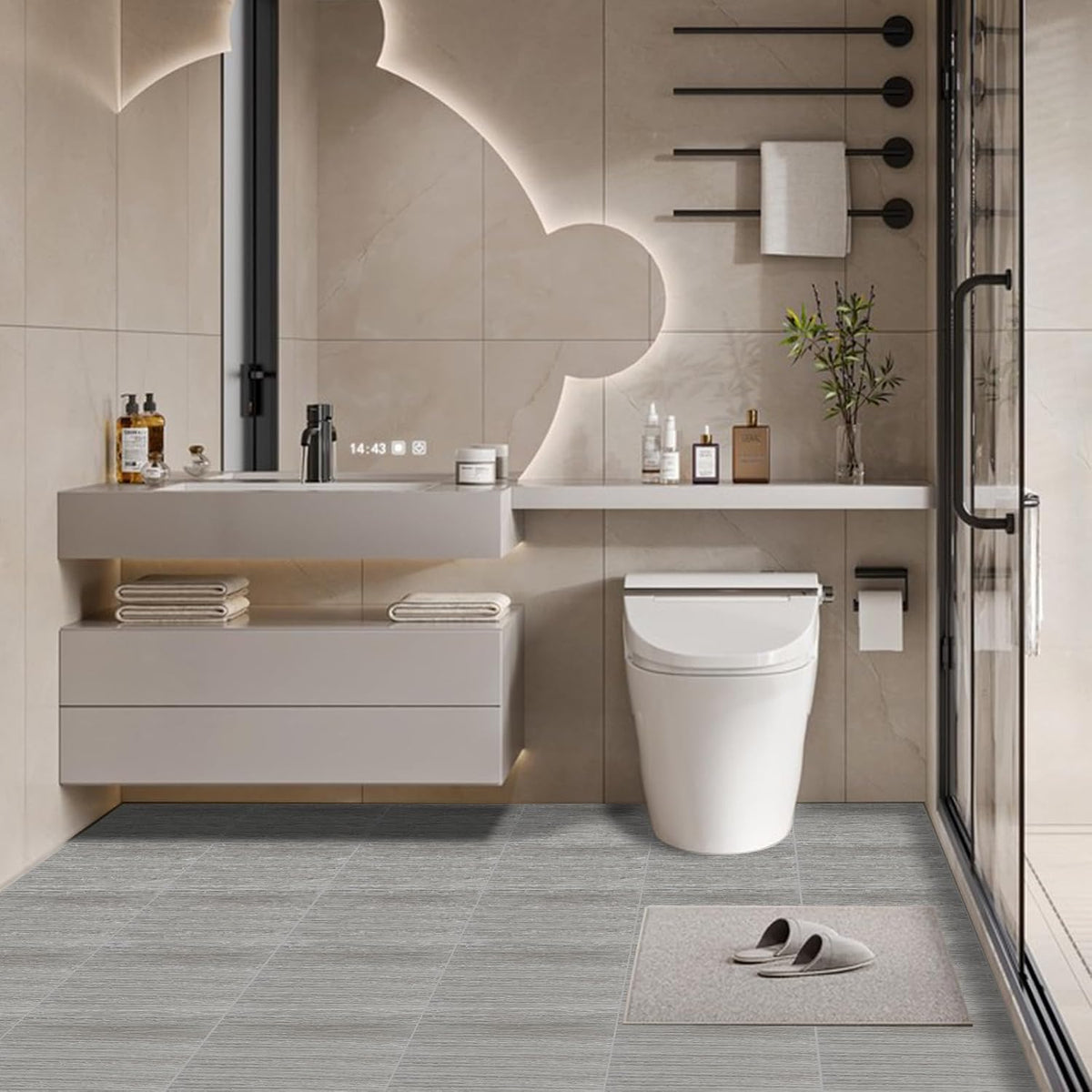 Peel and Stick Floor Tile Waterproof Self Adhesive Kitchen Floor Tiles DIY Flooring for Diningroom Bedroom Basements