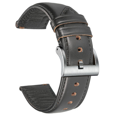 Soft Horween Leather Watch Strap for Men, 19mm Leather Watch Bands, Quick Release Handmade Soft Vintage Replacement