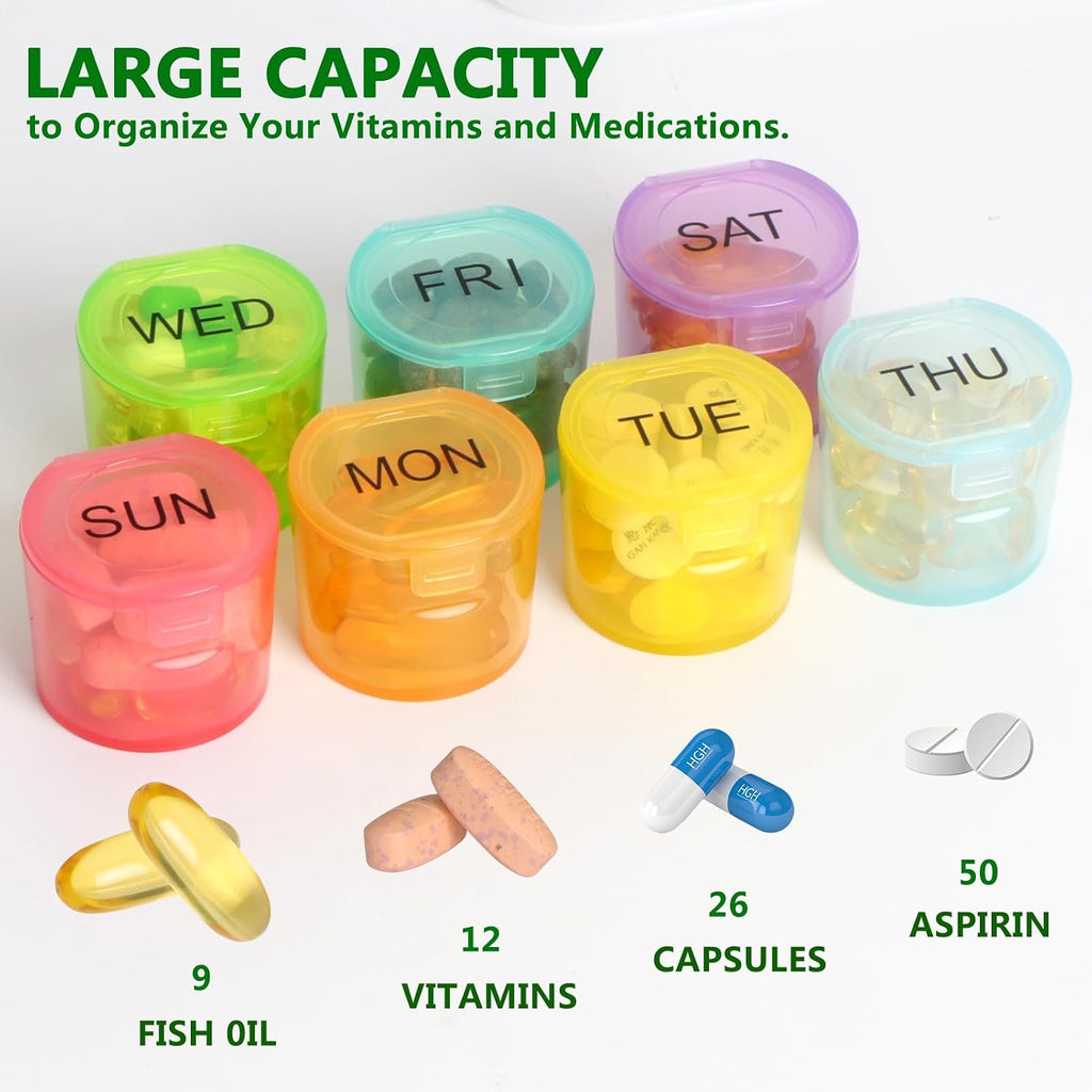 Weekly Pill Organizer, BPA Free Medicine Organizer Rainbow 9 Day Pill Box, Daily Portable Pill Conatainer for
