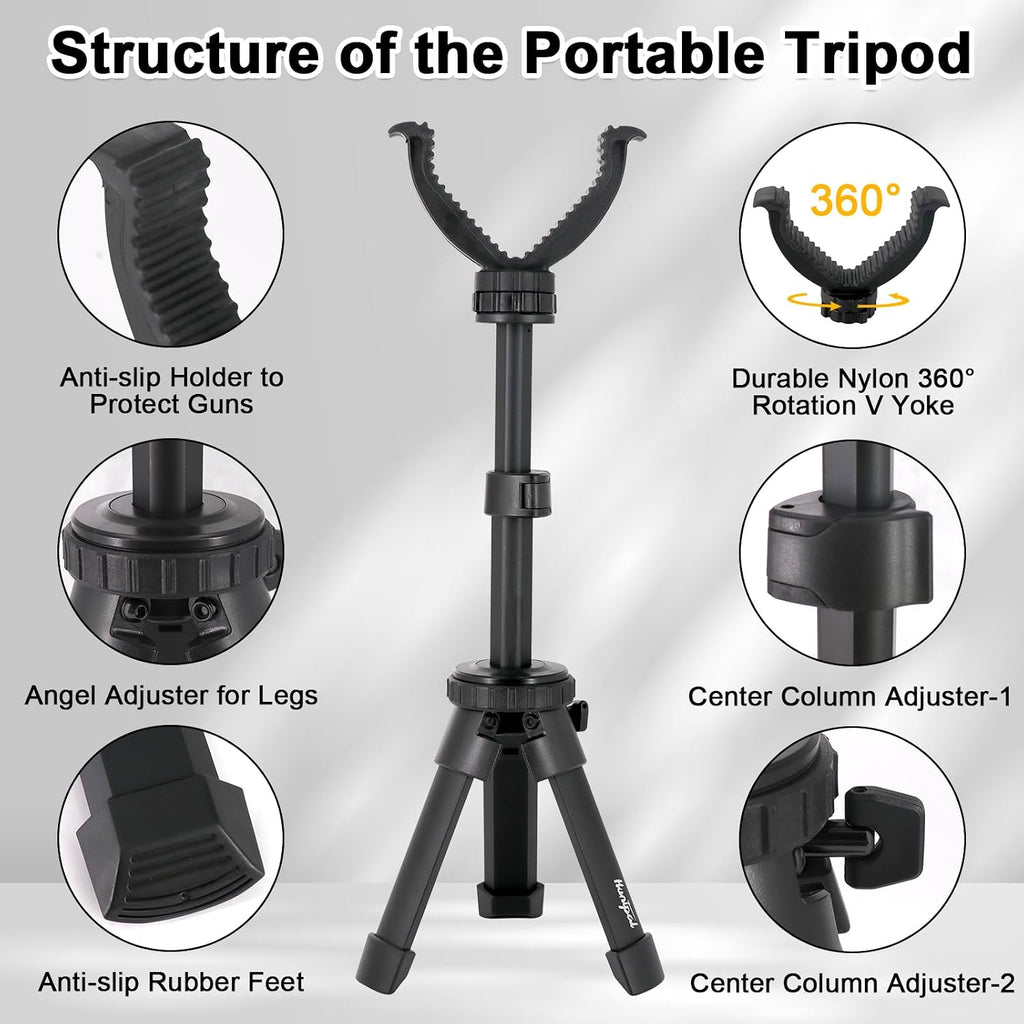 Tripod Shooting Stick Rifle Table Shooting Rest, for Range Practice | Portable, Adjustable Height, Compact Aluminum