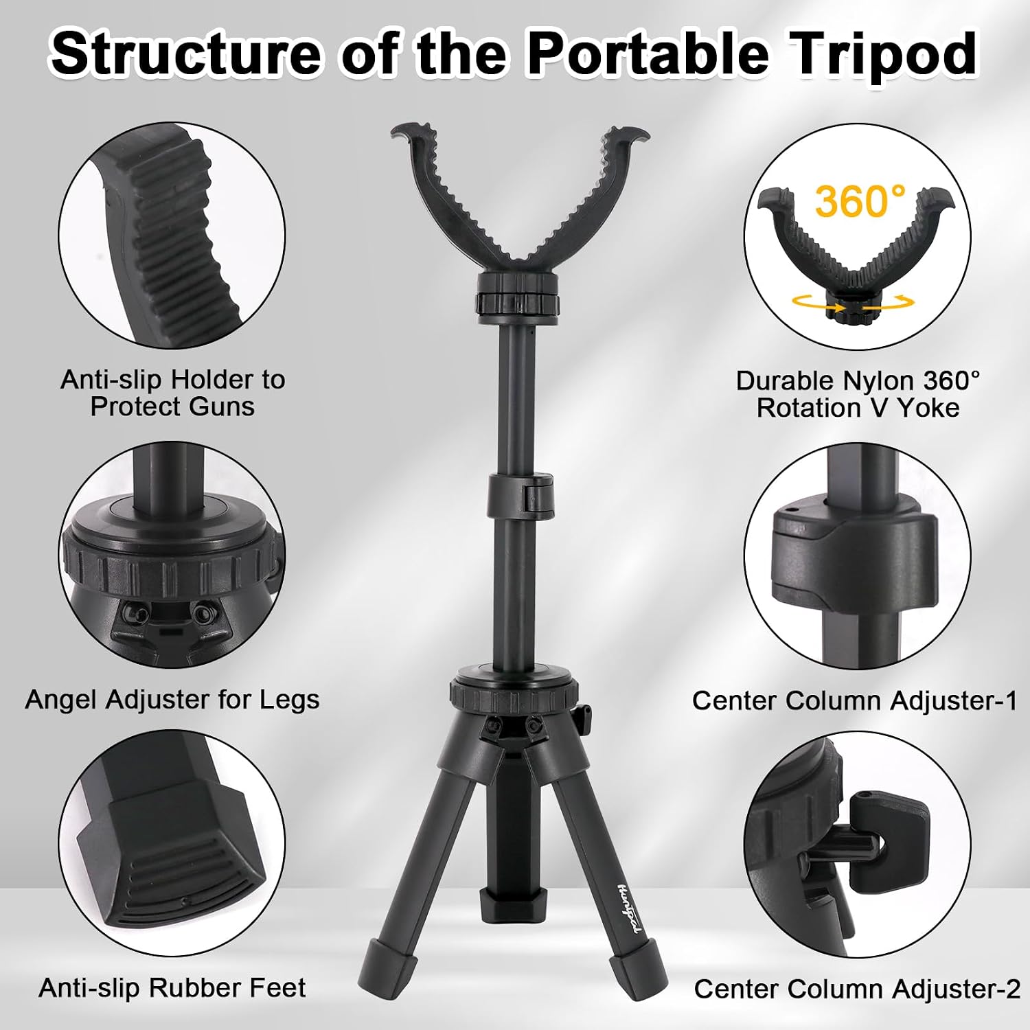 Tripod Shooting Stick Rifle Table Shooting Rest, for Range Practice | Portable, Adjustable Height, Compact Aluminum