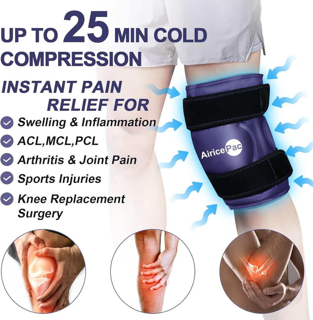Ice Pack for Knee Pain Relief, Reusable Gel Ice Wrap for Injuries, Swelling, Knee Replacement Surgery, Cold Compress