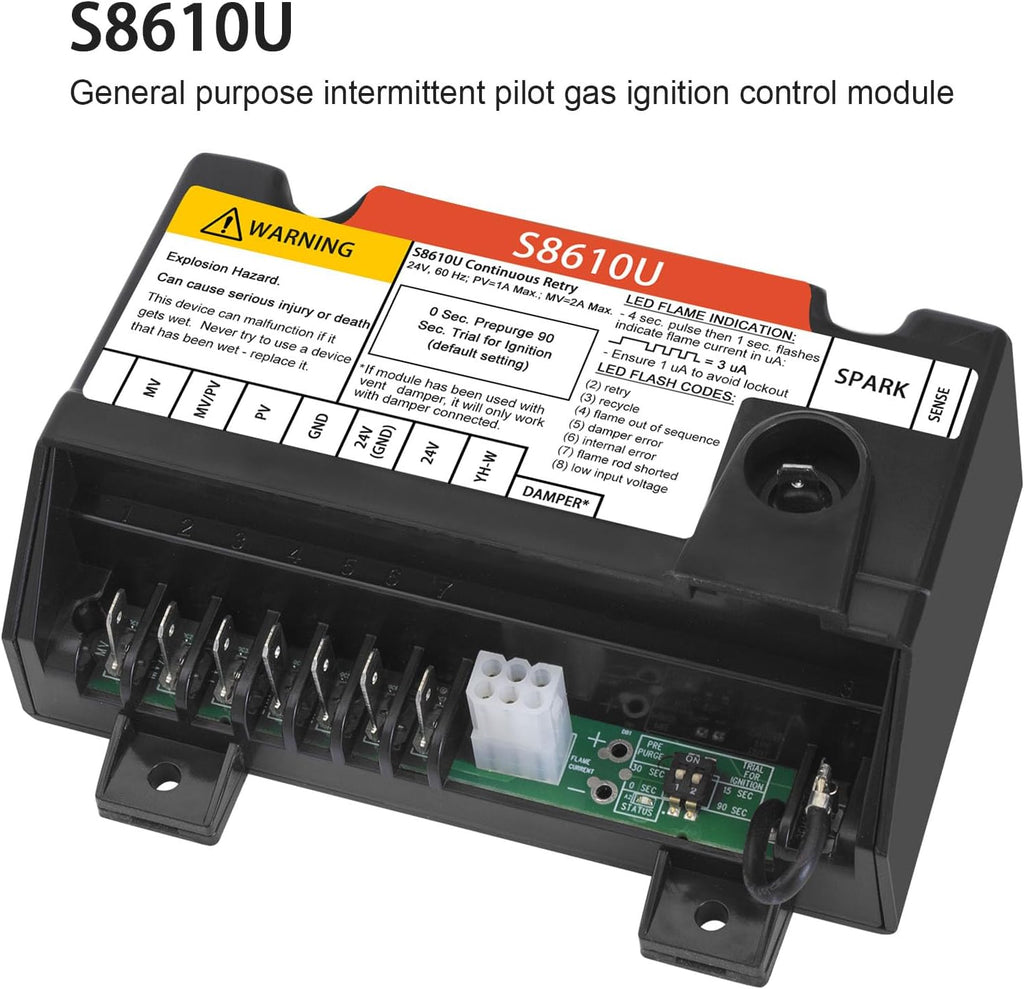 S8610U Furnace Control Board Module Compatible with Honeywell S8610U3009 S8610U1003 Intermittent Pilot Control Universal Ignition Module Universal Ignition Module (2 Pack)