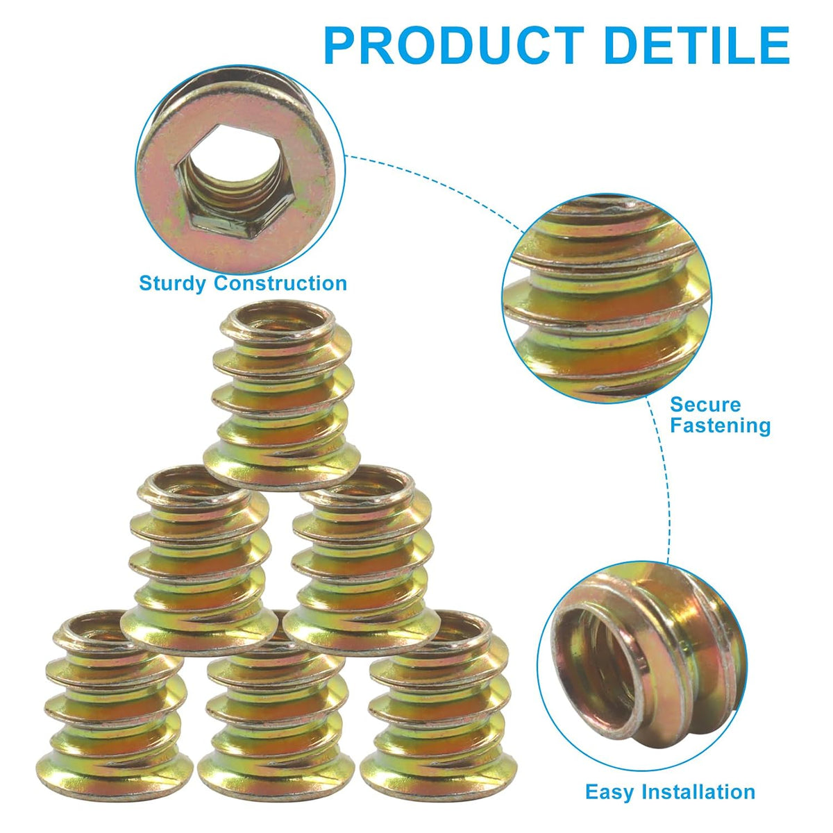 Threaded Insert Nuts, M5 x 10mm, 20 Pcs