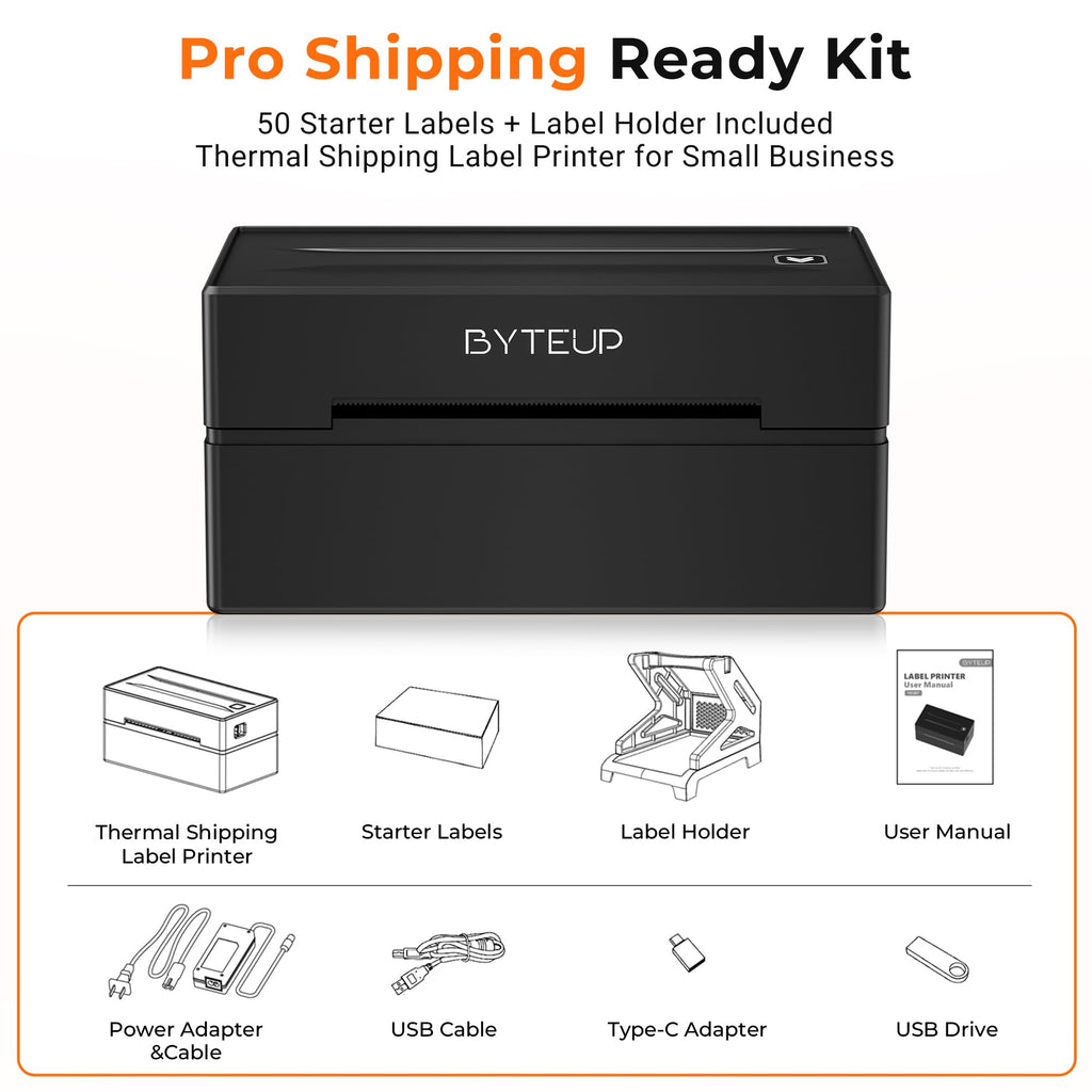 Bluetooth Thermal Shipping Label Printer, 4x6 Wireless for Business