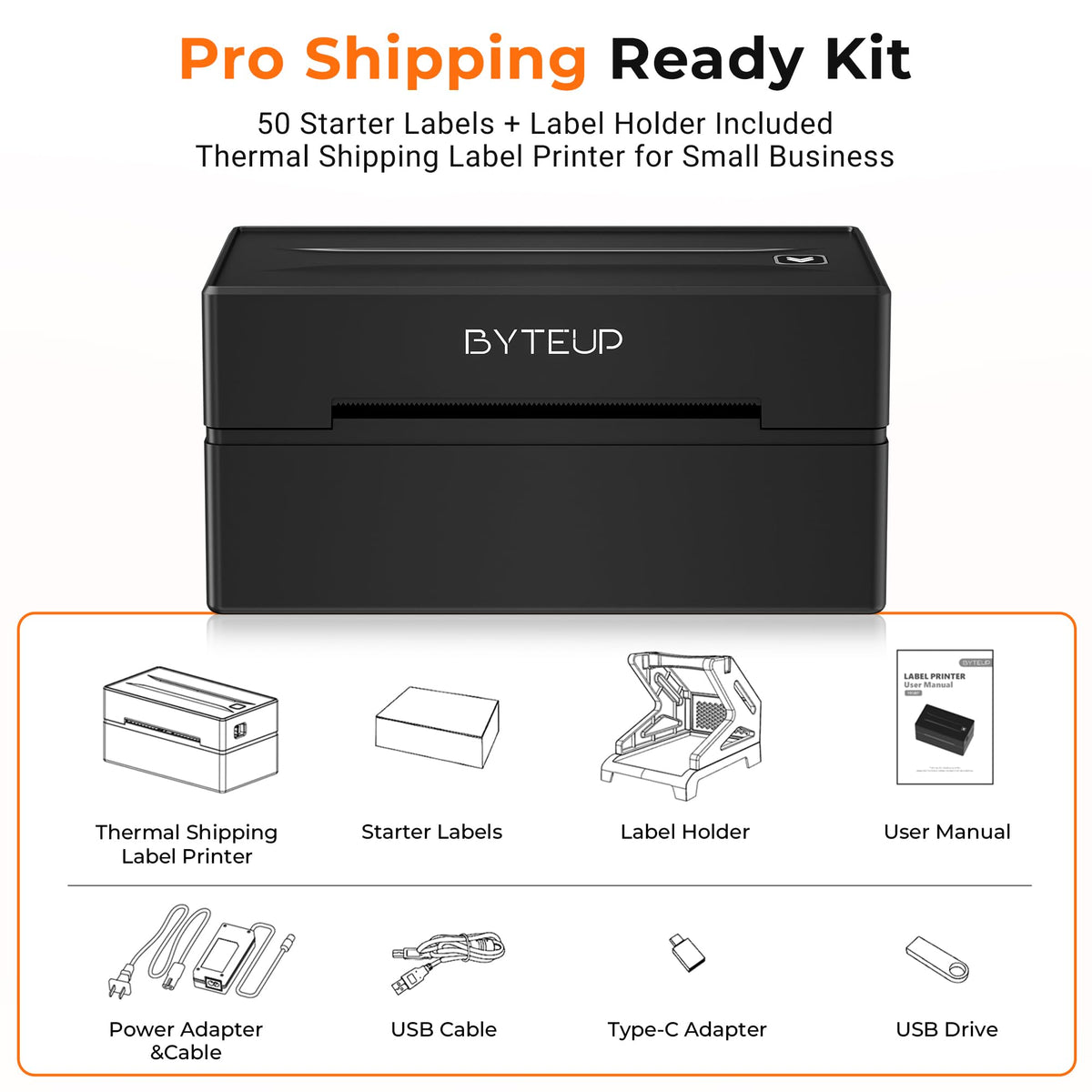 Bluetooth Thermal Shipping Label Printer, 4x6 Wireless for Business