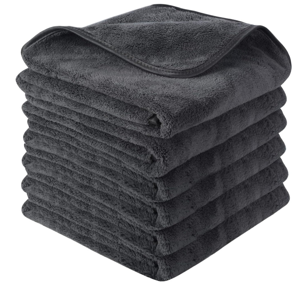 Microfiber Drying Towels for Cars Detailing 16 x 24inch 6 Pack Grey