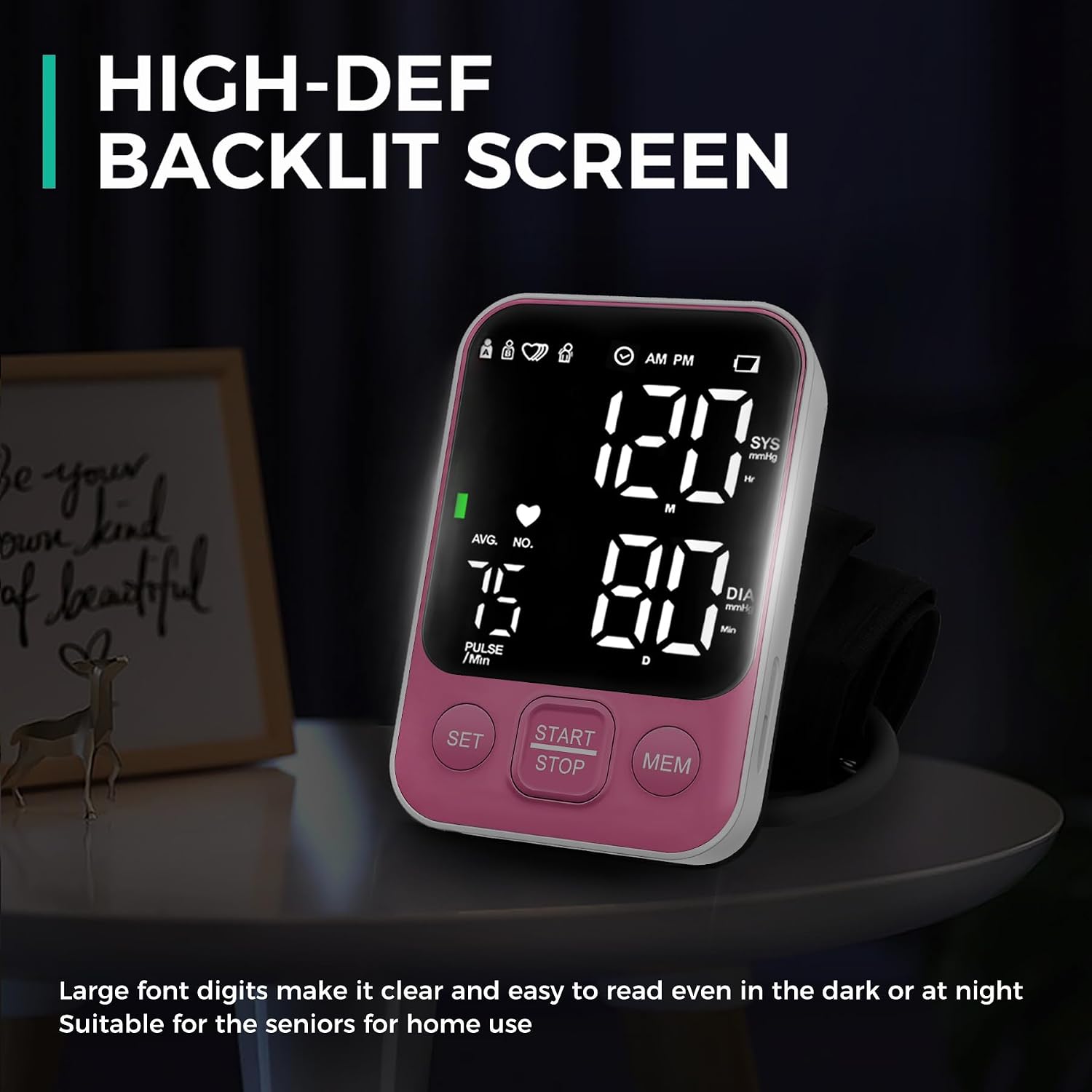 FDA Cleared Blood Pressure Monitor Upper Arm BP Machine for Home Use