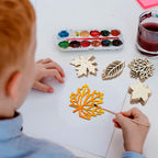 80 Pcs Unfinished Wooden Leaves Fall Crafts, 4 Styles Fall Decor