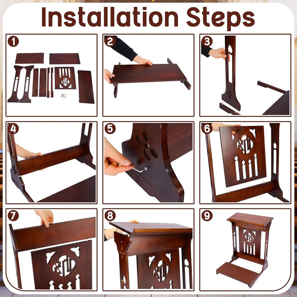 Florentine Prayer Bench Kneeler Church Prayer Bench Stool with Shelf and Cushion Prayers Kneeler for Home Church