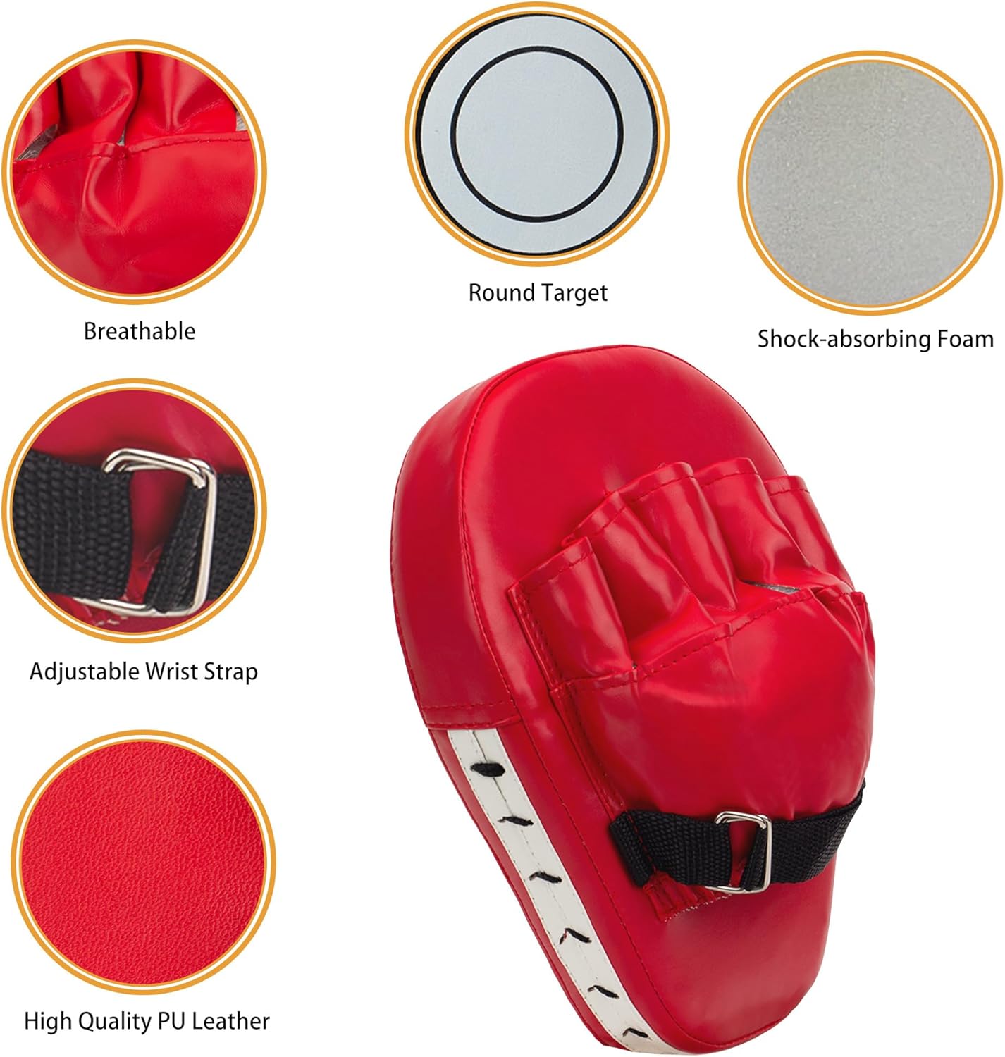 3-in-1 Boxing Pads and Kick Punching Mitts Set, Leather Hand Target Focus Pads, MMA Muay Thai Pads for Kicking