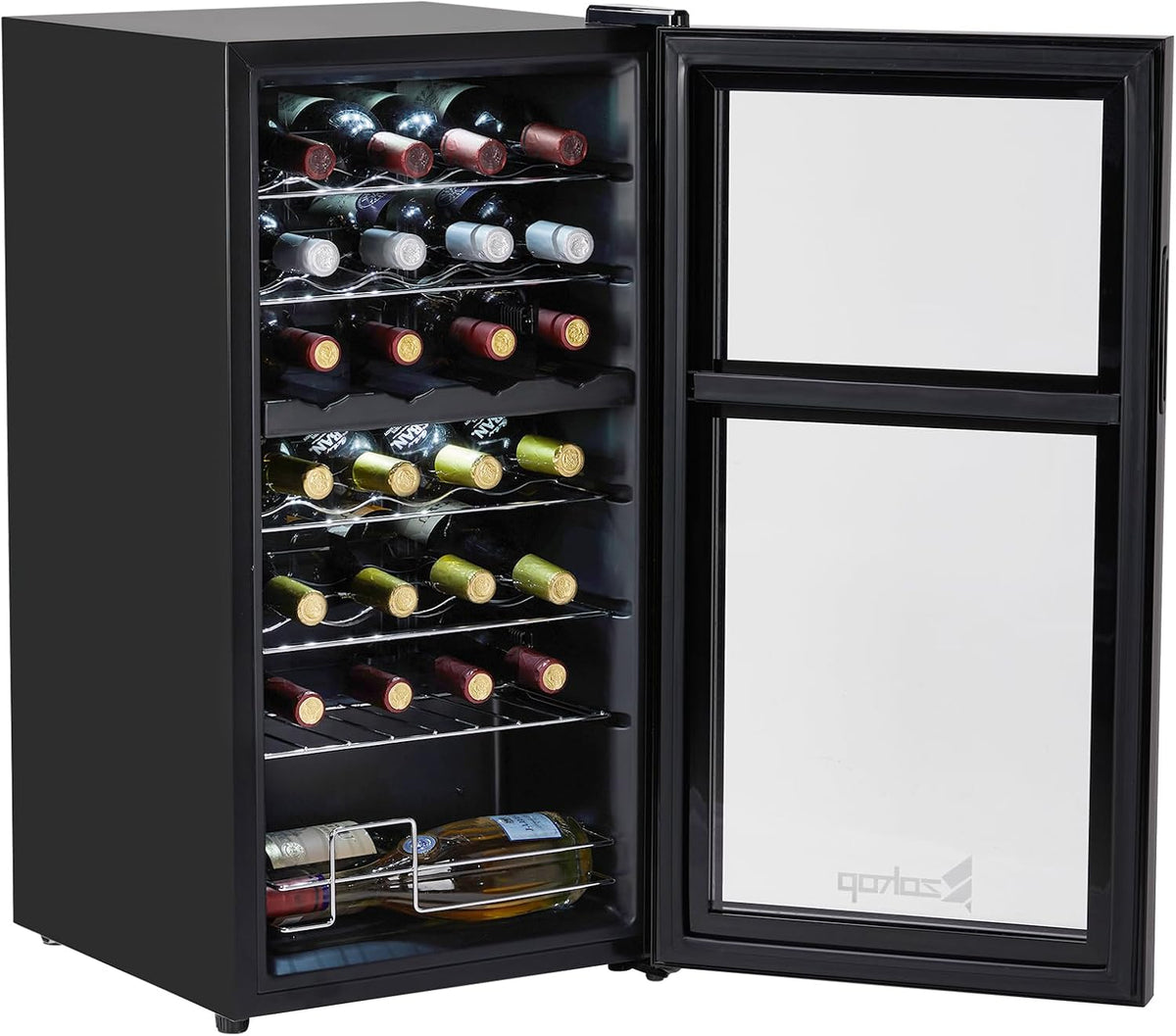28-Bottle Dual Zone Compressor Wine Cooler, Freestanding Mini Fridge