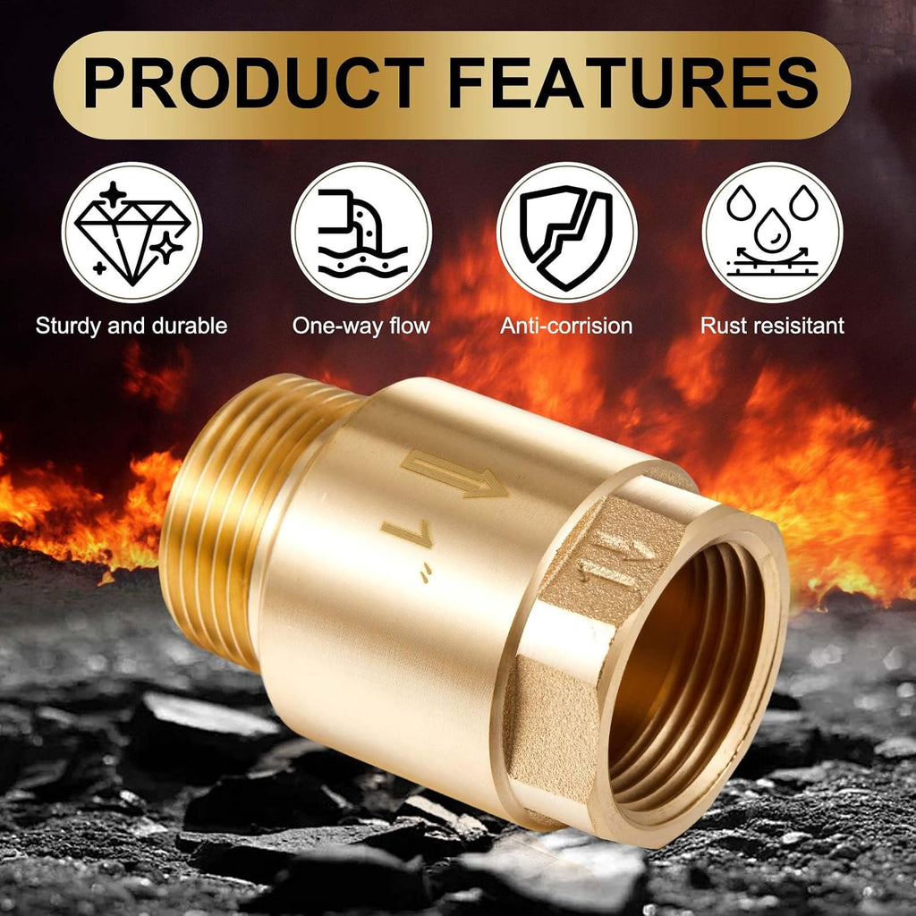 Zonon 2 Pcs 1 Inch Check Valve, One Way Spring Brass Check Valve