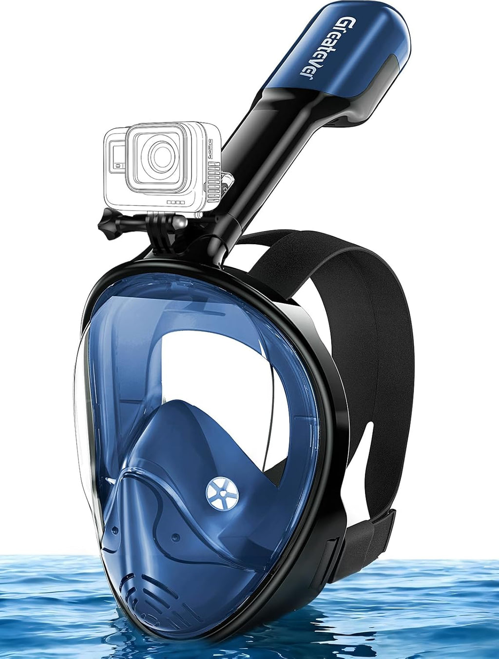Full Face Snorkel Mask, Snorkeling Gear for Adults with Latest Dry Top Breathing System and Detachable Camera Mount
